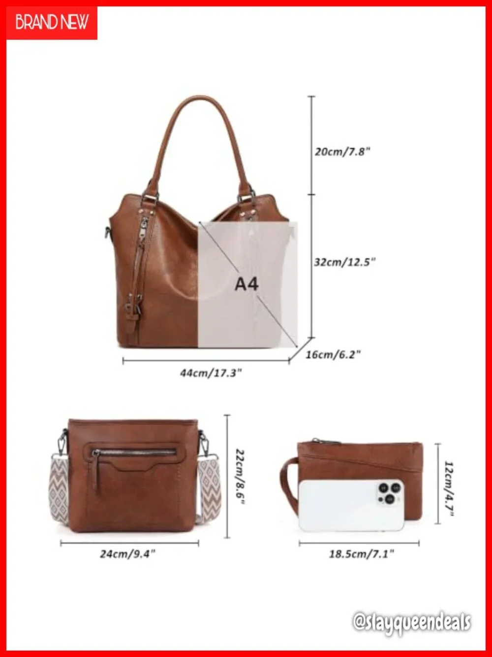 PU Leather Hobo Purse Wallet Crossbody 3PCS Set for Women